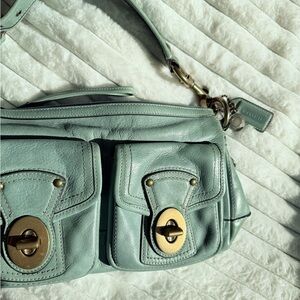 RARE Coach Legacy 65th Anniversary Pond Blue Leather Turnlock Shoulder Bag